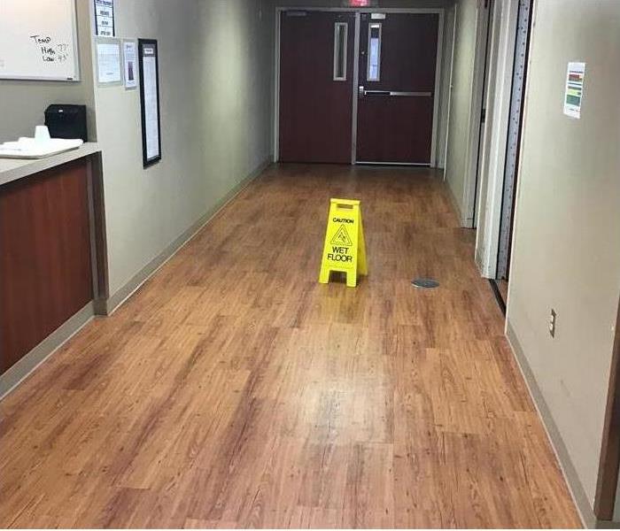 wet floor in a hospital