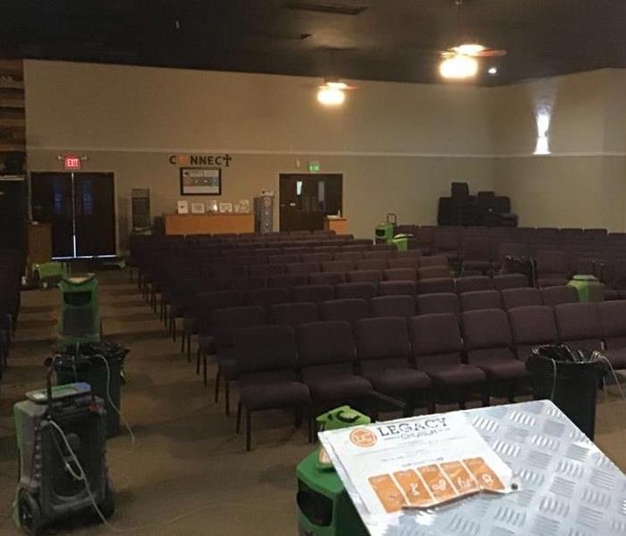 Rows of chairs in church chapel