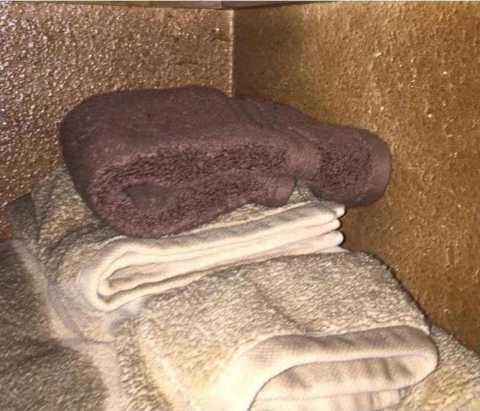 Fire and soot damaged towels